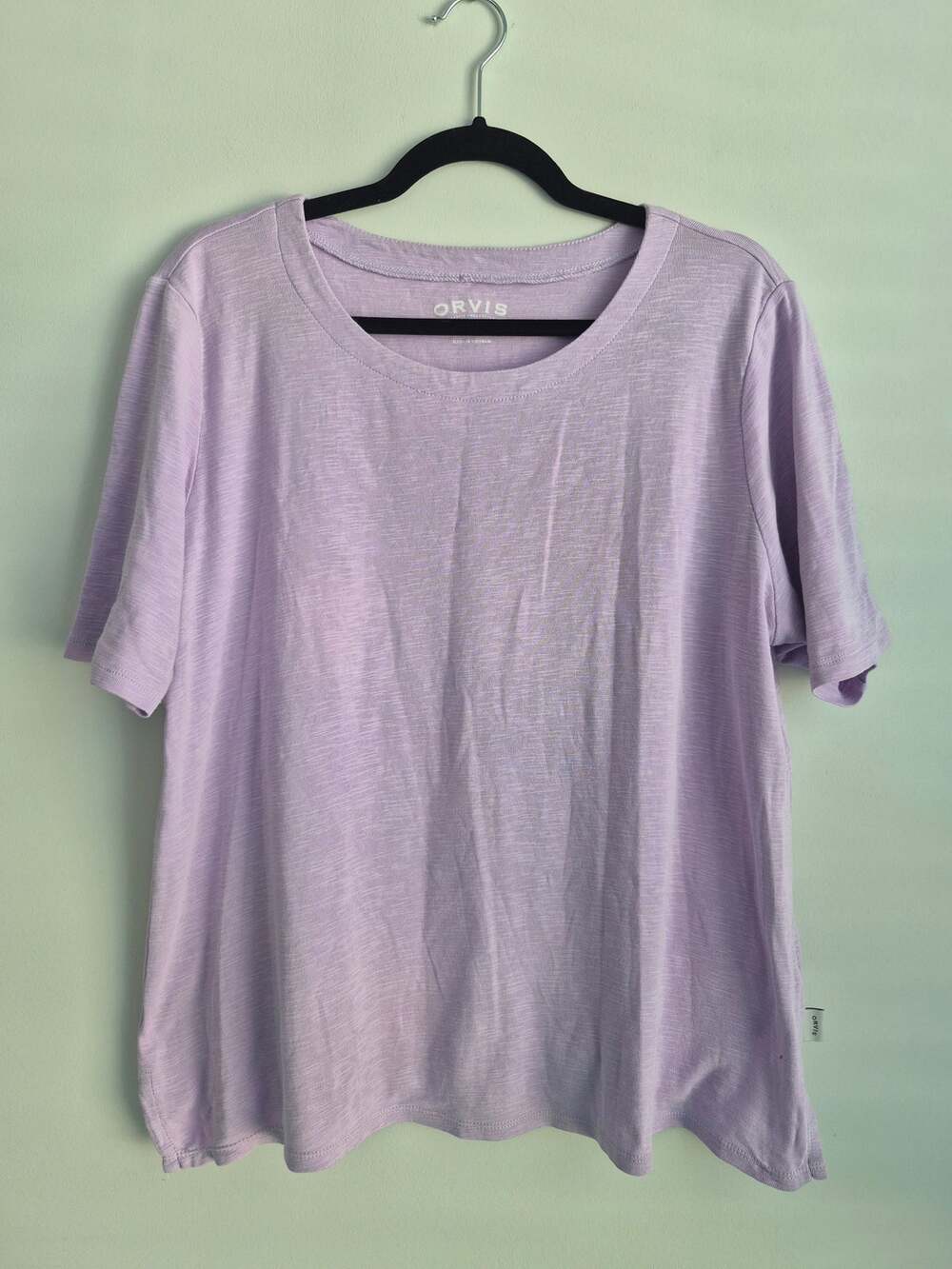 Orvis Lavender Slub Knit Tee Shirt Size L Classic Collection Casual Top